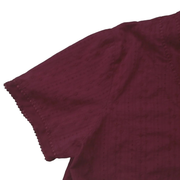 Penningtons Eyelet Red Wine Cotton Blouse with Sheet Trim 18 - Picture 3 of 9